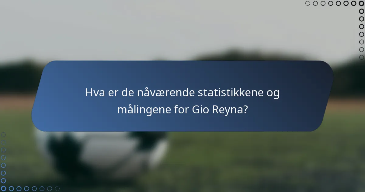Hva er de nåværende statistikkene og målingene for Gio Reyna?