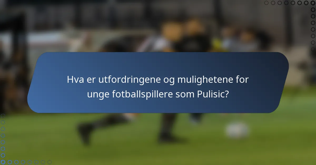Hva er utfordringene og mulighetene for unge fotballspillere som Pulisic?