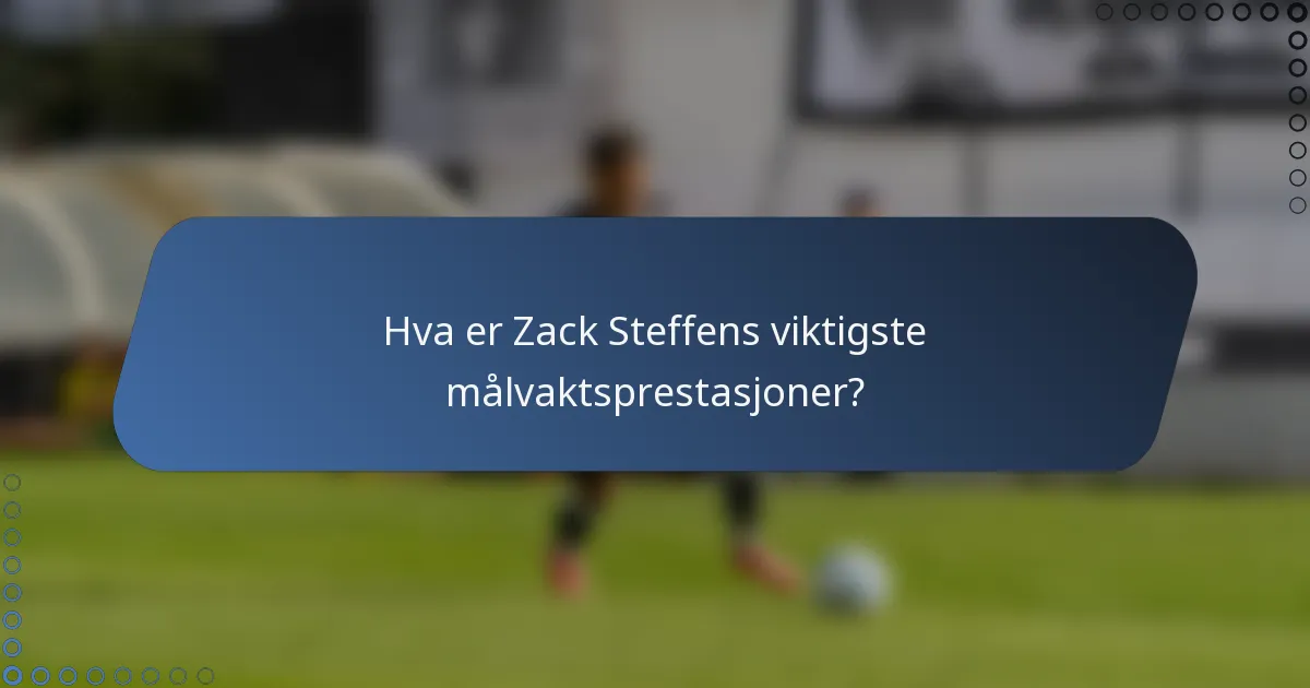 Hva er Zack Steffens viktigste målvaktsprestasjoner?