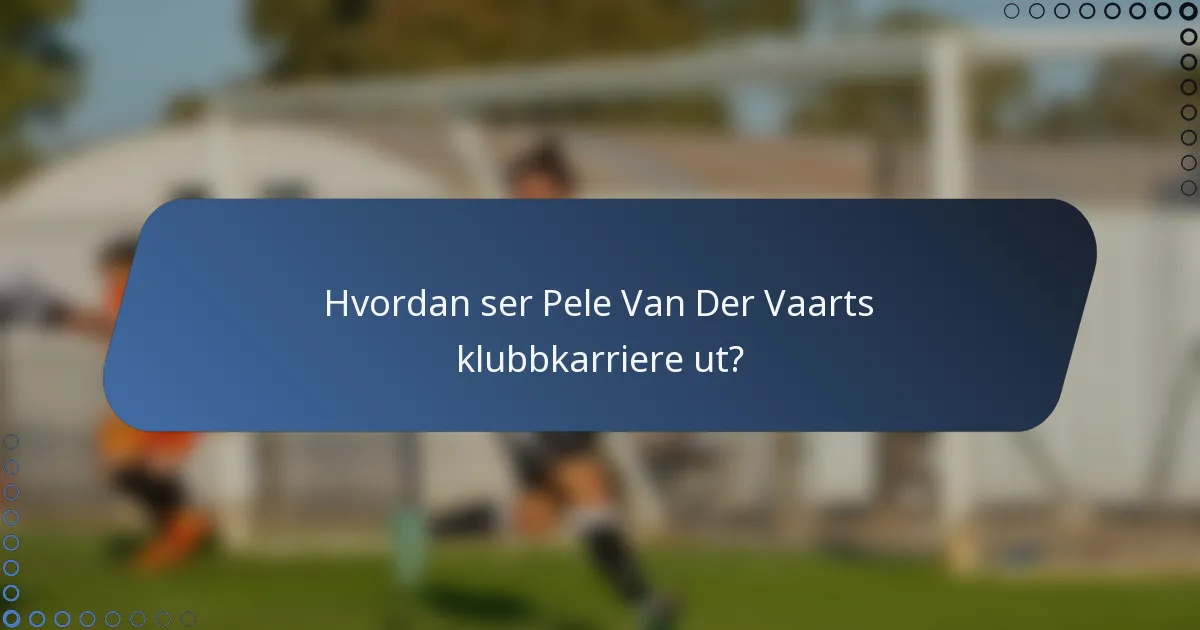 Hvordan ser Pele Van Der Vaarts klubbkarriere ut?